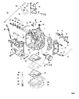 Блок цилиндров и крышки 4-Х ТАКТНОГО ПЛМ MERCURY F15 Серийный номер от 1B227000 до 1B727495
