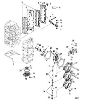 Впускной коллектор и резонатор 2-Х ТАКТНОГО ПЛМ MERCURY 75 Серийный номер от 0T980000 до 0T999999