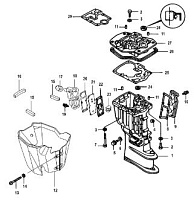 Корпус карданного вала 4-Х ТАКТНОГО ПЛМ MERCURY 30 Серийный номер от 0R106999 и выше