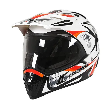 Шлем эндуро (супермото) NENKI NK-311 CUBE, бело-красный